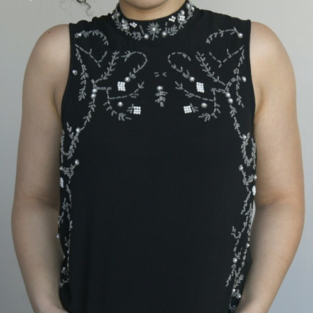 Women's Embellished Top and Sheer Back Medium